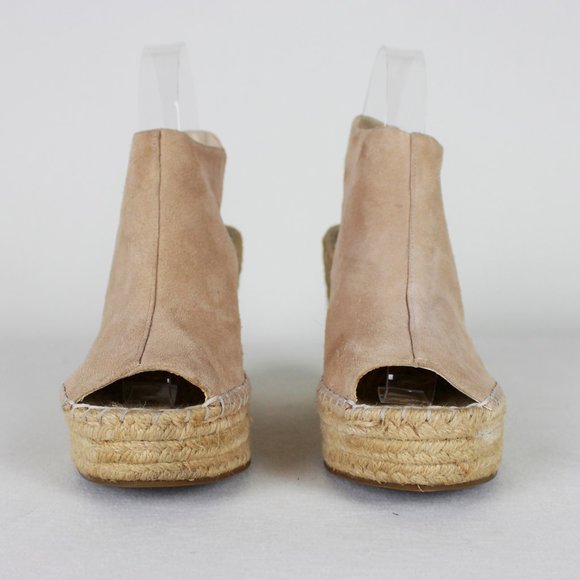 Kenneth Cole NY Odette Sandy Beige Suede Espradille Plaform Wedge Sandals - Picture 7 of 16